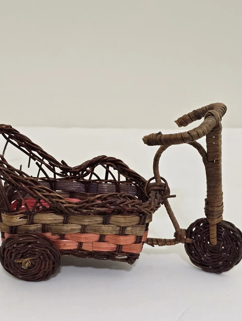vintage Mini Wicker Boho Tricycle Plant Planter 4